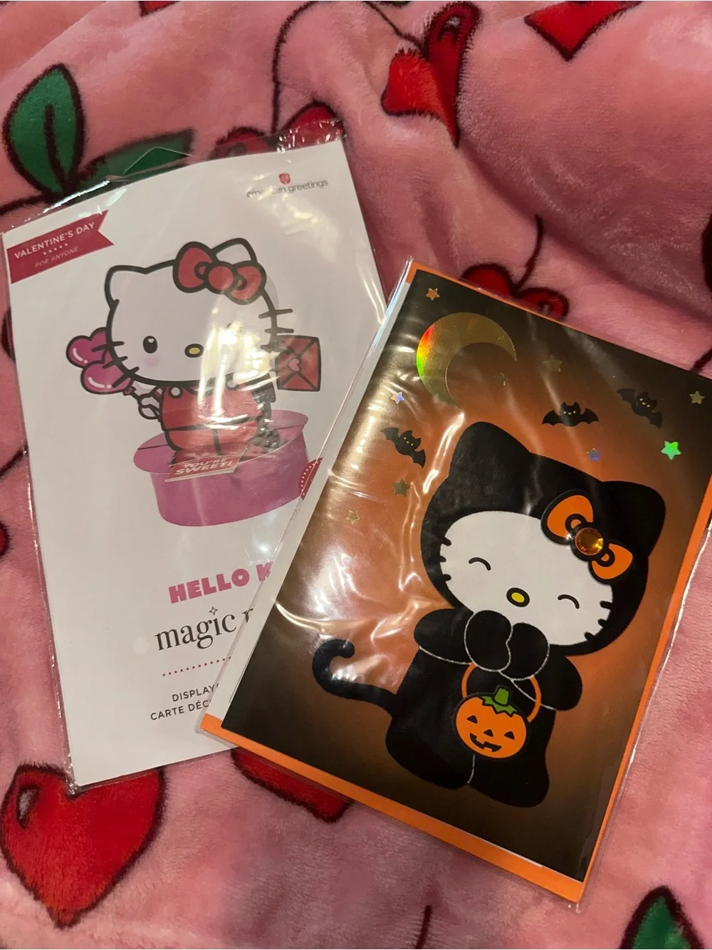 Sanrio Hello Kitty Pink & Black Valentine and Halloween Cards